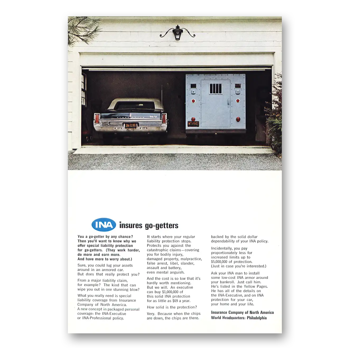 1965 Insurance Company North America INA Print Ad | Go Getters