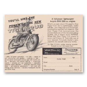 1965 Triumph Motorcycle Print Ad | Tiger Cub Like Power