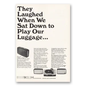 1965 KLH Print Ad | They Laughed Same Down On Luggage