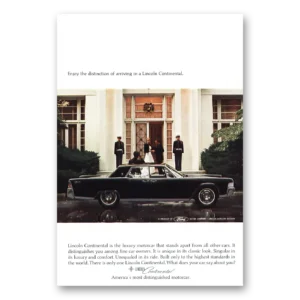 1965 Lincoln Continental Print Ad | Enjoy Distinction Arriving