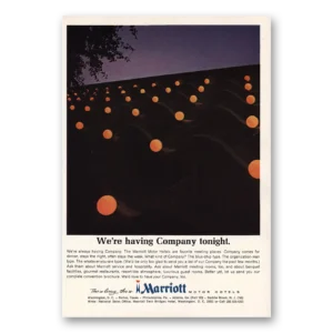 1965 Marriott Hotels Print Ad | Having Company Tonight