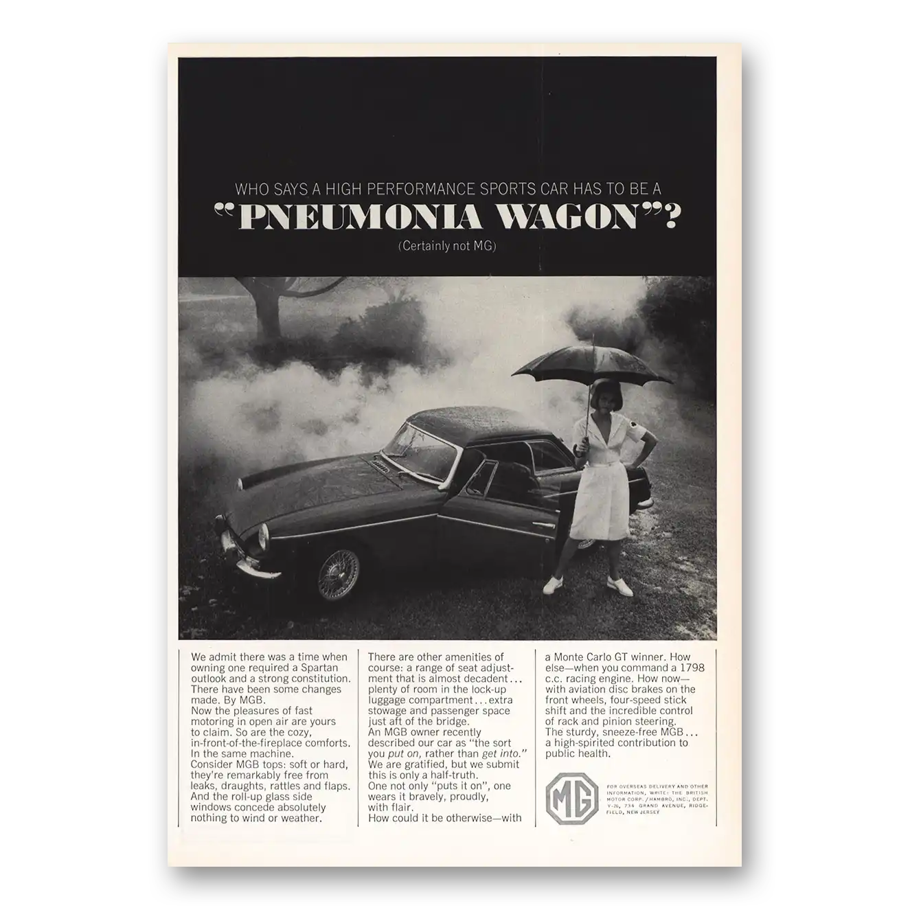 1965 MG Print Ad | Pneumonia Wagon