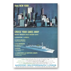 1965 Moore McCormack Lines Print Ad | New York Skyline