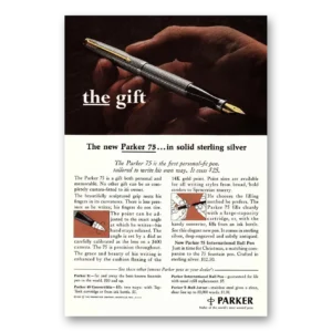 1965 Parker 75 Pen Print Ad | Gift Solid Sterling Silver