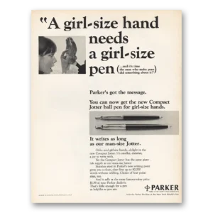 1965 Parker Jotter Pen Print Ad | Girl Size Pen