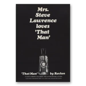 1965 That Man Cologne Print Ad | Mrs Steve Lawrence
