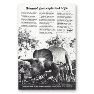 1965 Sinclair Print Ad | Triceratops 3 Horned Giant