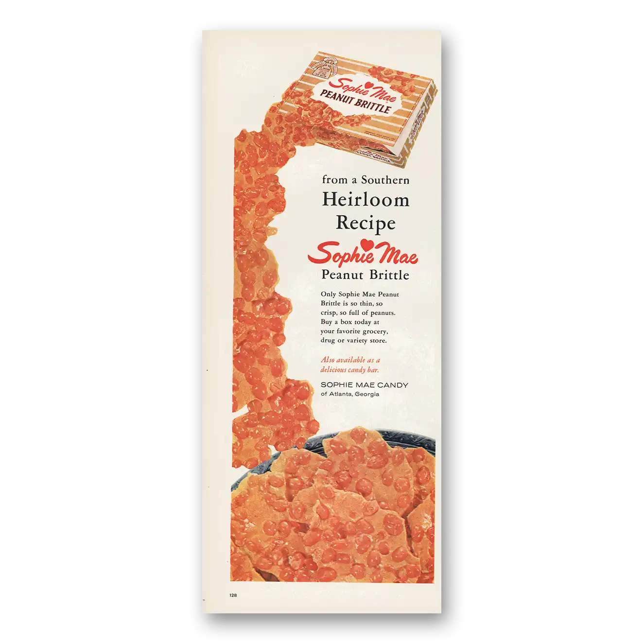 1965 Sophie Mae Peanut Brittle Print Ad | Heirloom