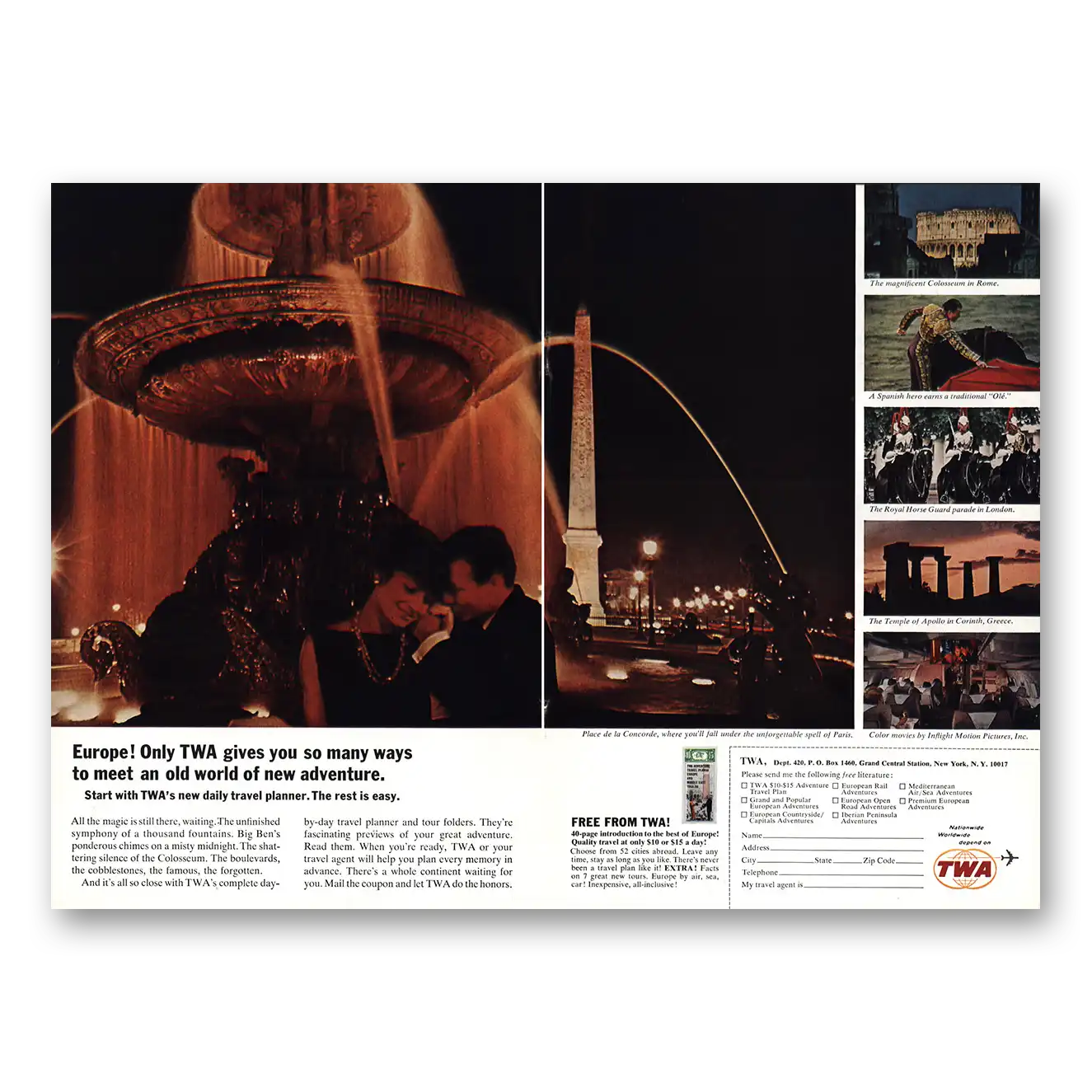 1965 TWA Airlines Print Ad | Paris
