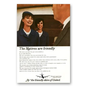 1965 United Airlines Print Ad | Natives Are Friendly