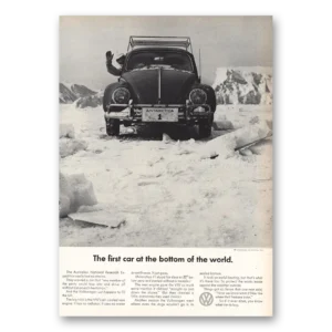 1965 Volkswagen Print Ad | Car At Bottom Of World