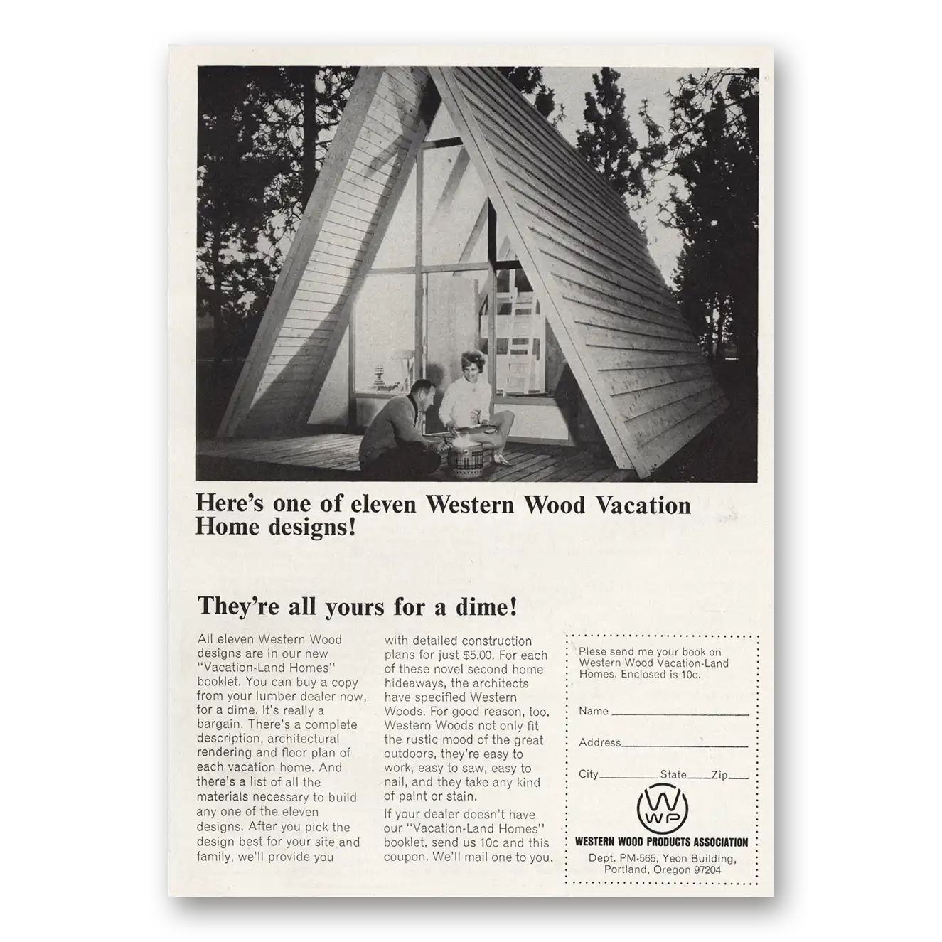 1965 Western Wood Print Ad | Home Designs