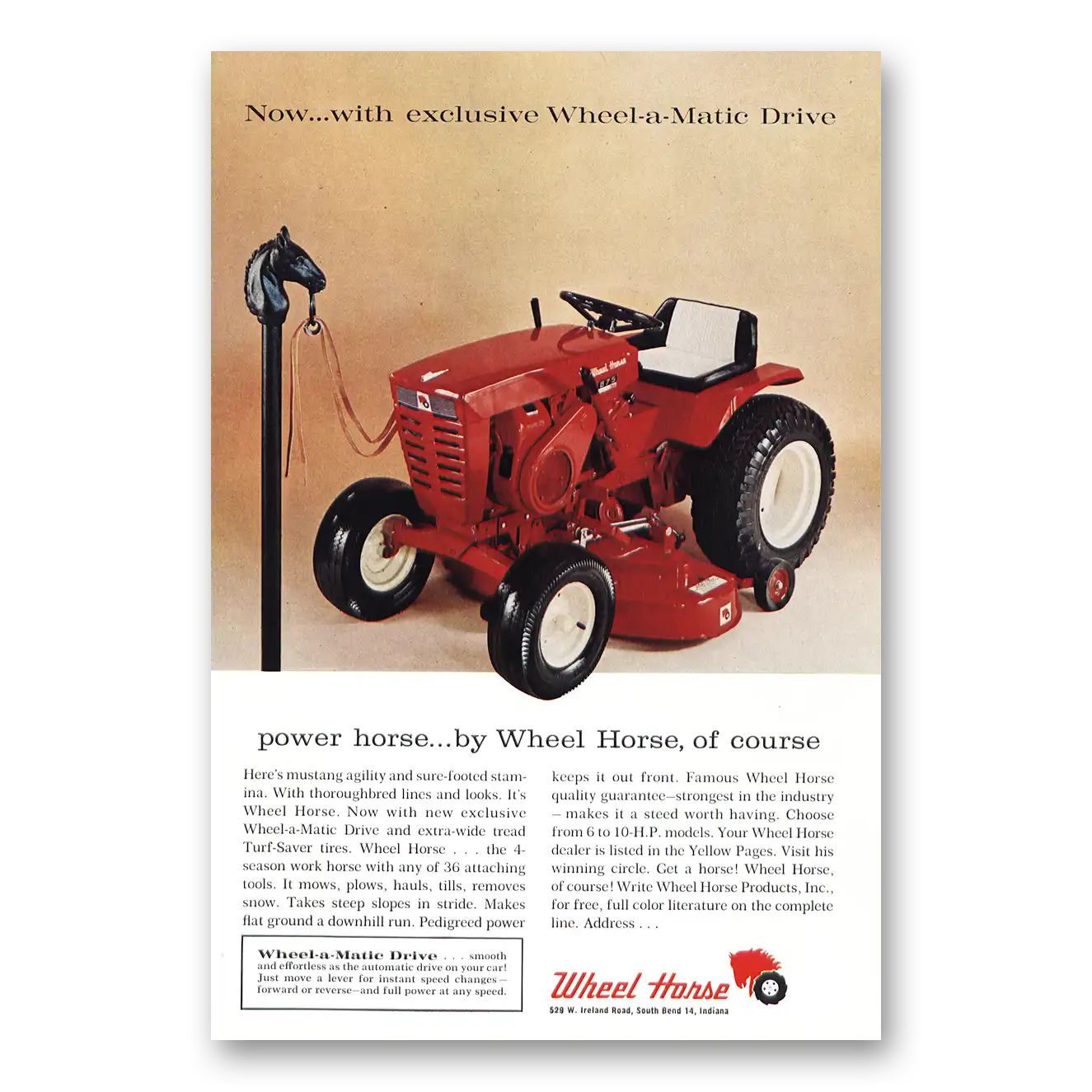 1965 Wheel Horse Print Ad | Power Horse