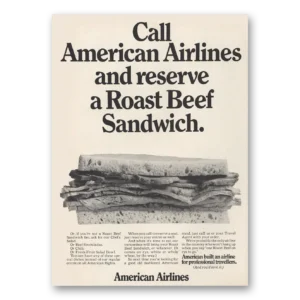1966 American Airlines Print Ad | Roast Beef Sandwich