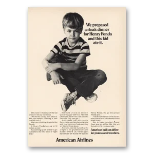 1966 American Airlines Print Ad | Prepared Steak Dinner Henry Fonda