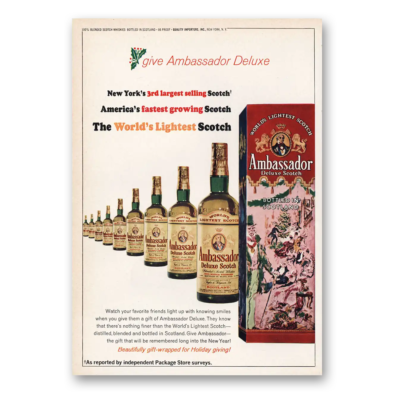 1966 Ambassador Aged Scotches Print Ad | New York