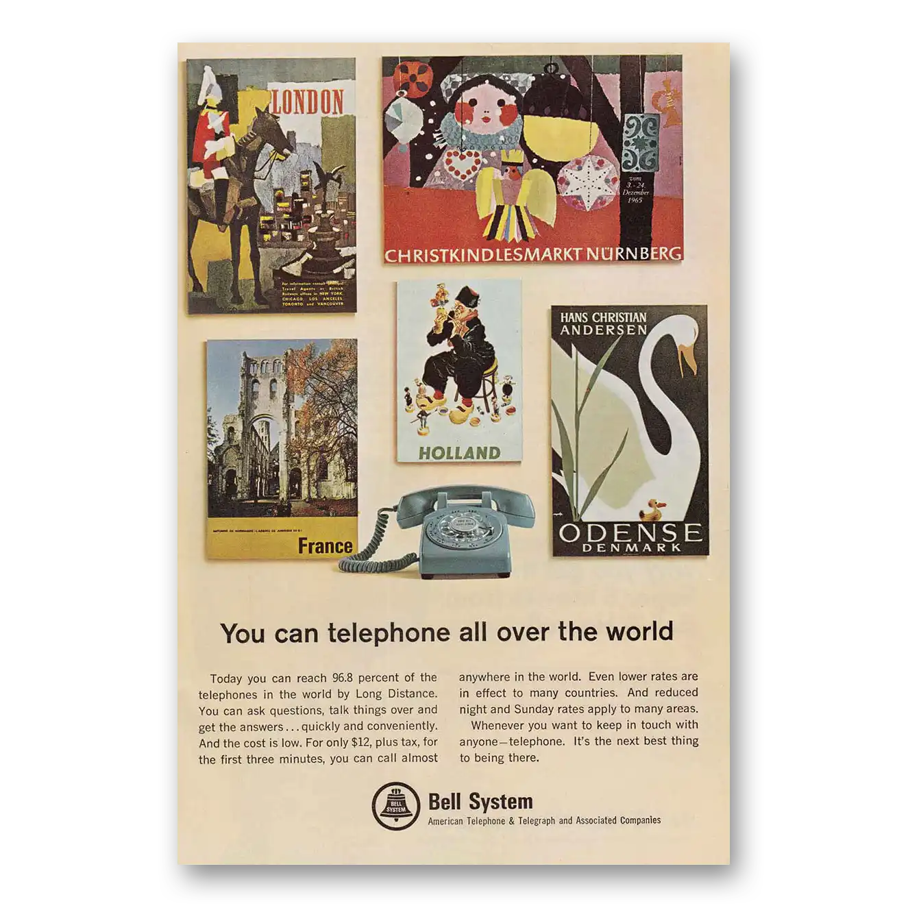 1966 Bell Telephone Print Ad | All Over World