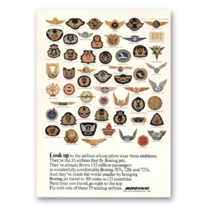 1966 Boeing Print Ad | Airlines Whose Pilot Wear These Emblems