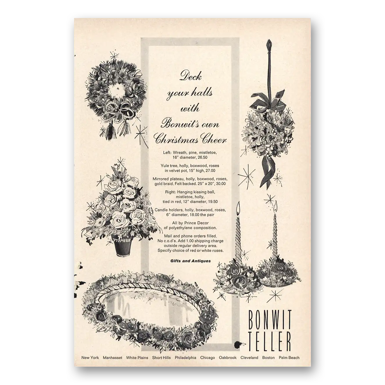 1966 Bonwit Teller Print Ad | Christmas Cheer