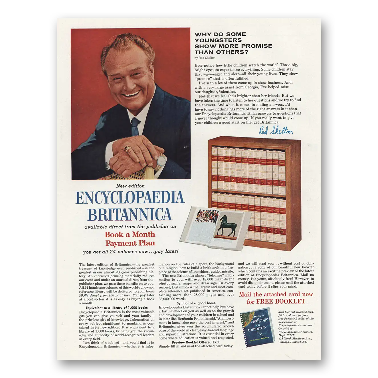 1966 Encyclopaedia Britannica Print Ad | Red Skelton