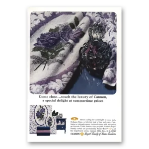 1966 Cannon Mills Print Ad | Come Close Touch The Luxury