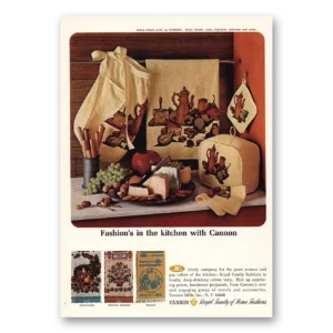 1966 Cannon Mills Print Ad | Fashions In The Kitchen