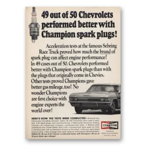1966 Champion Spark Plugs Print Ad | Chevrolets
