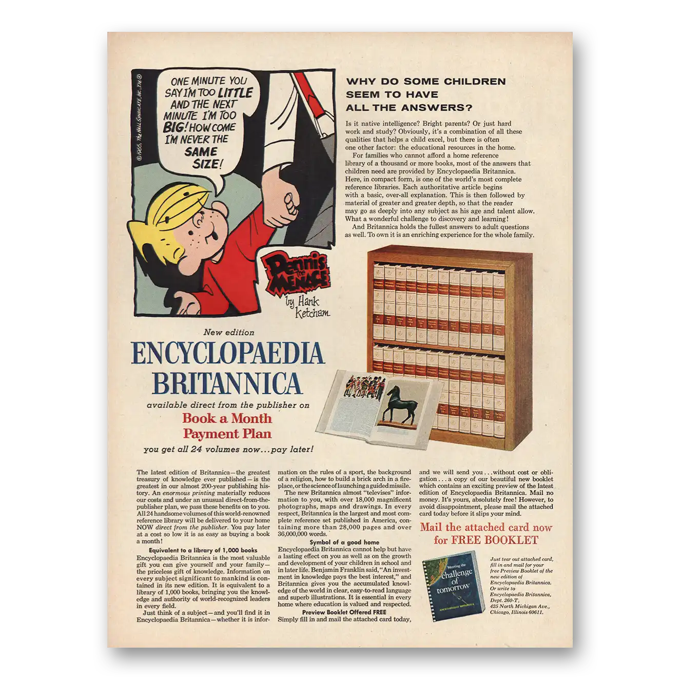 1966 Encyclopaedia Britannica Print Ad | Dennis Menace