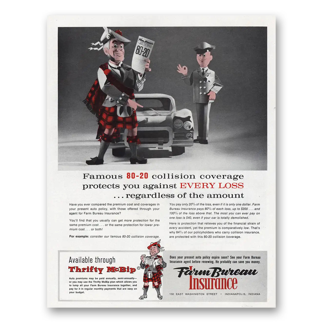 1966 Farm Bureau Insurance Print Ad | 80 20 Collision
