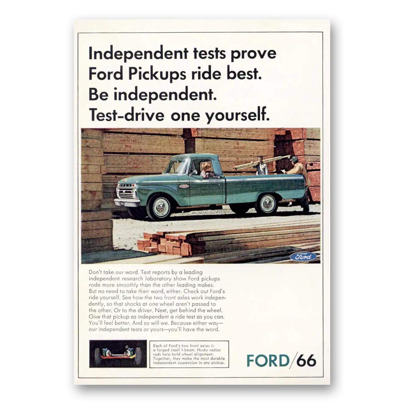 1966 Ford Pickup Print Ad | Independent Tests