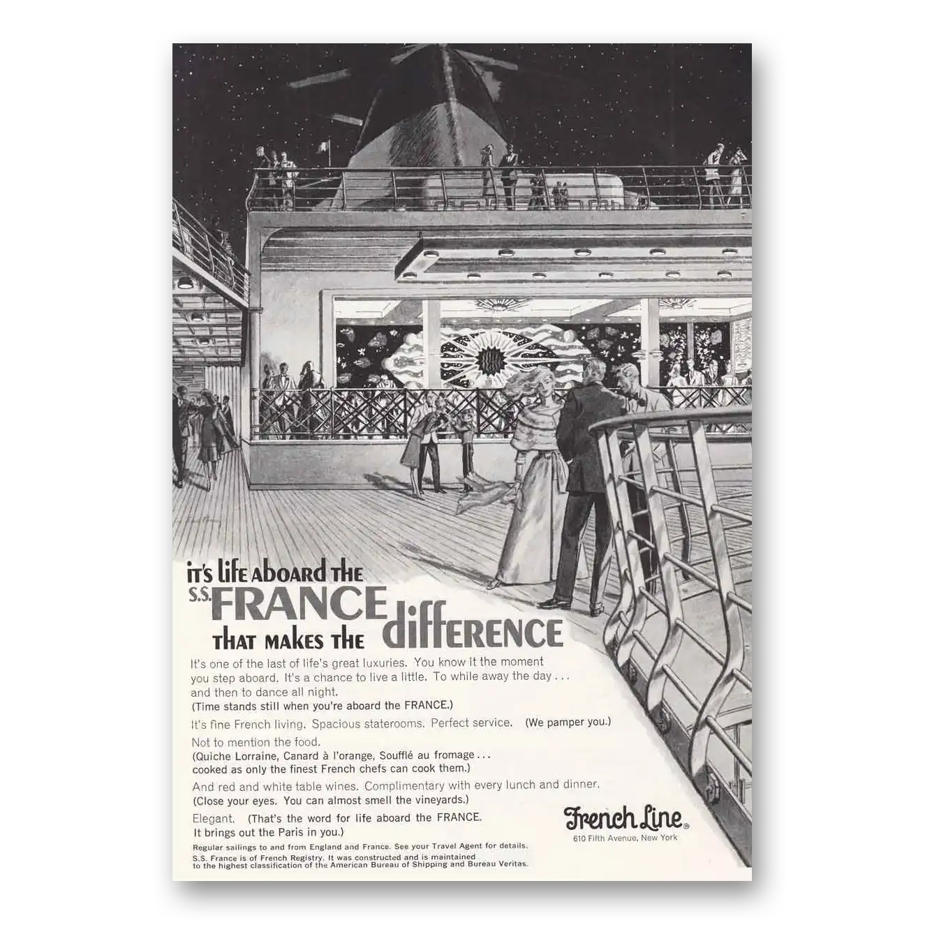 1966 French Line Print Ad | Life Aboard