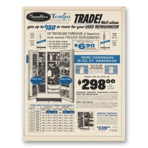 1966 Gambles Print Ad | Trade Used Refrigerator
