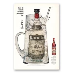 1966 Gancia Dry Vermouth Print Ad | Makes Your Cocktail Drier