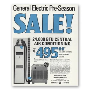 1966 General Electric Air Conditioner Print Ad | 24000 Btu