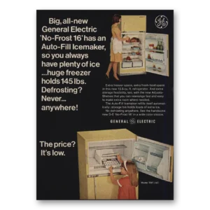 1966 General Electric Refrigerator Print Ad | Ge No Frost
