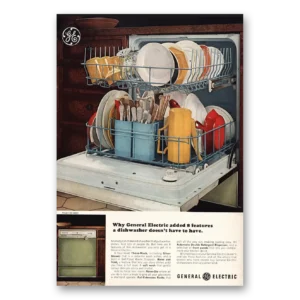 1966 General Electric Dishwasher Print Ad | Added 8 Features