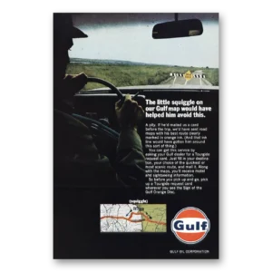 1966 Gulf Oil Print Ad | Squiggle On Map