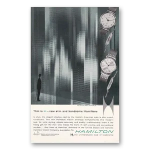 1960 Hamilton Watch Print Ad | Thin Is In
