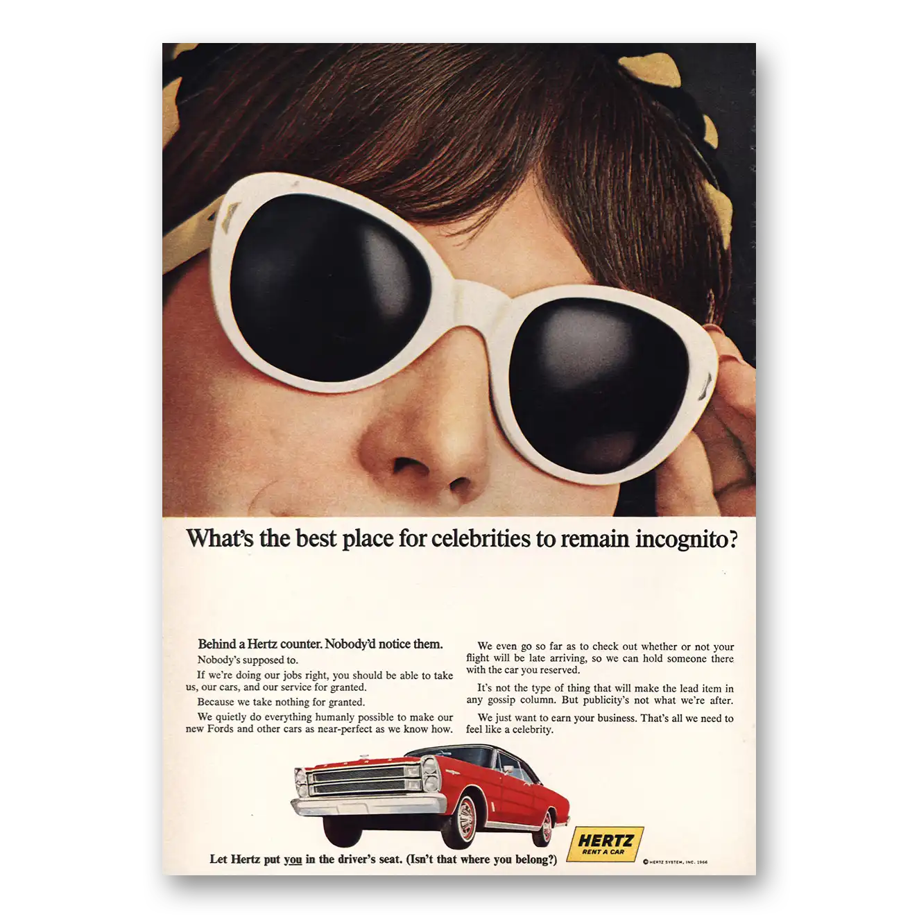 1966 Hertz Print Ad | Best Place Celebrities Incognito