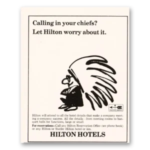 1966 Hilton Hotels Print Ad | Calling Chiefs