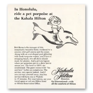 1966 Hilton Hotels Print Ad | Ride Pet Porpoise