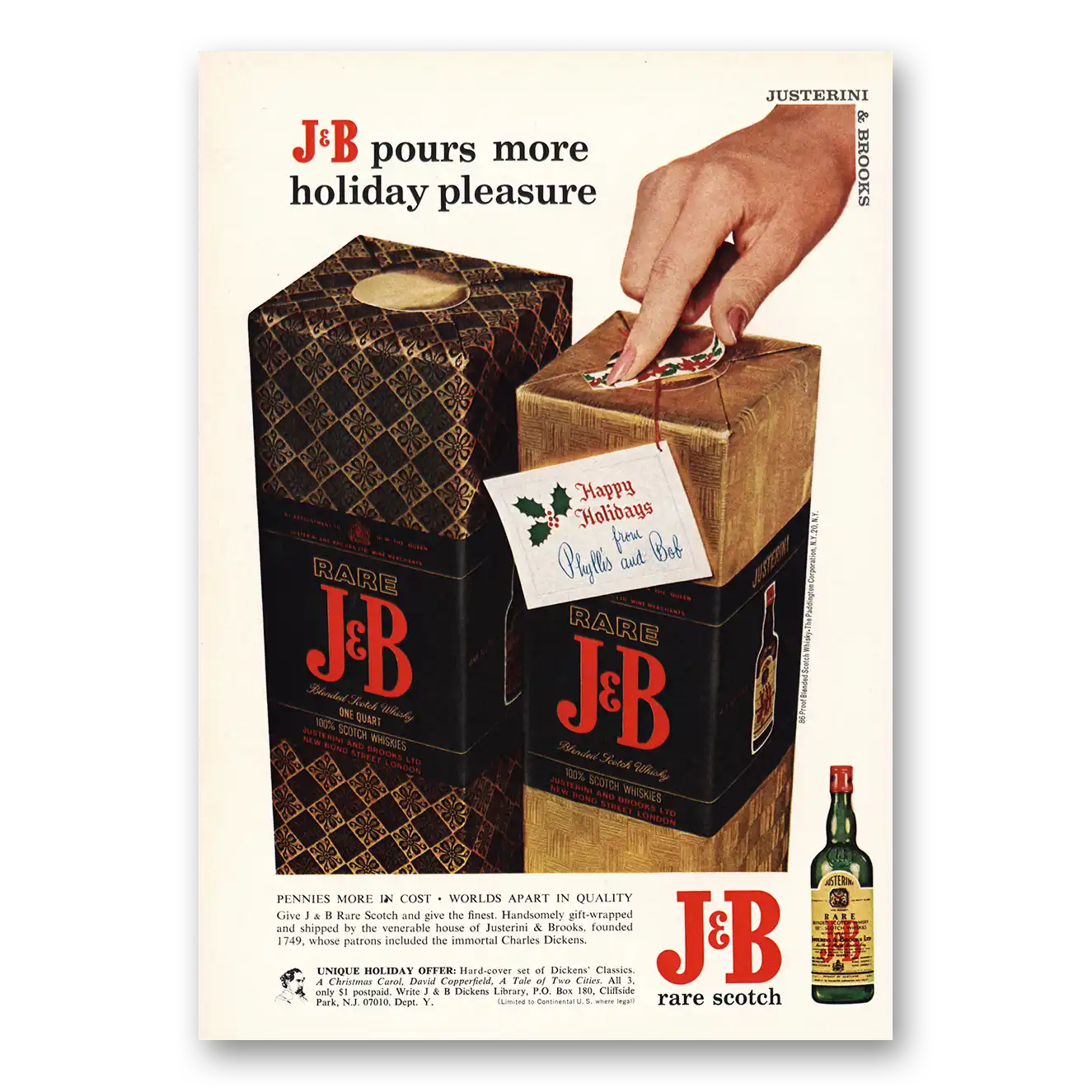 1966 J&B Print Ad | Pours More Holiday Pleasure