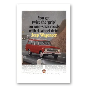 1966 Jeep Wagoneer Print Ad | Rain Slick Roads