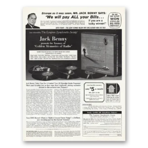 1966 Longines Symphonette Society Print Ad | Jack Benny