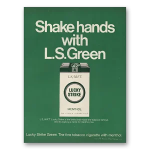 1966 Lucky Strike Cigarettes Print Ad | Shake Hands Green