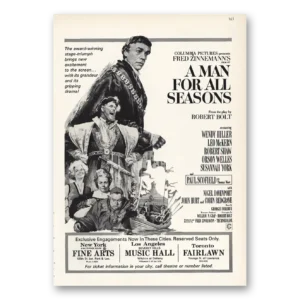 1966 Columbia Pictures Print Ad | A Man For All Seasons Promo