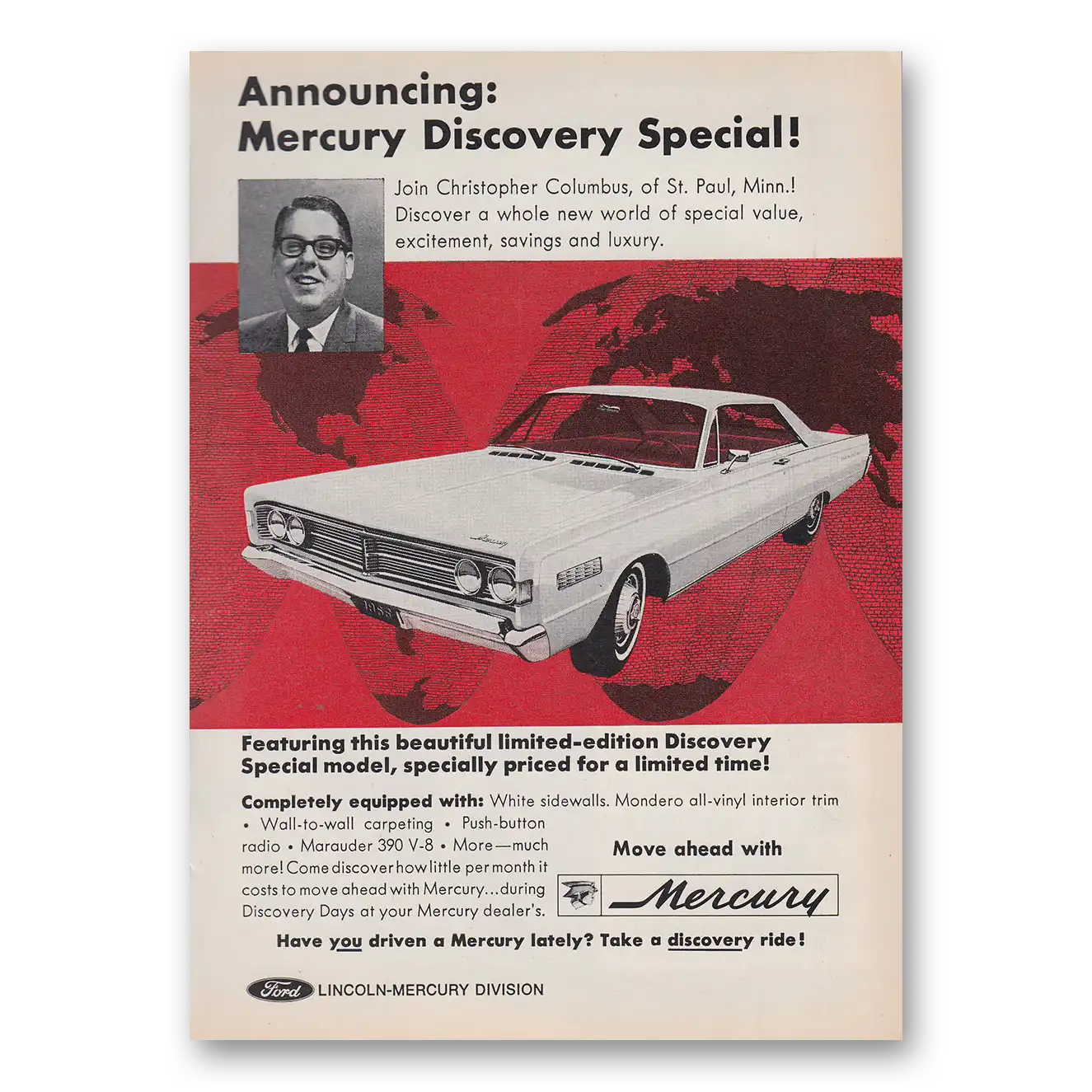 1966 Mercury Discovery Special Print Ad | Christopher Columbus