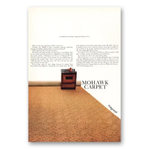 1966 Mohawk Carpet Mills Print Ad | Scrub Less Wax Less Mop Less