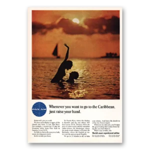 1966 Pan Am Print Ad | Caribbean Just Raise Your Hand
