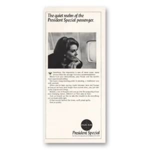 1966 Pan Am Print Ad | Quiet Realm President Special Passenger